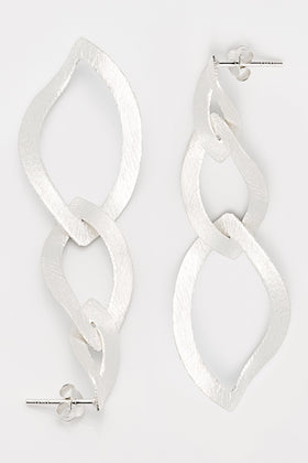 Leaf shaped sterling silver drop earrings