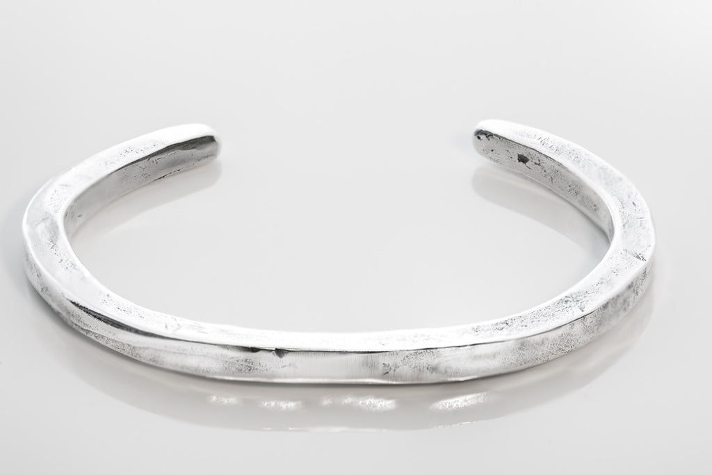 Chunky hammered sterling silver bangle Metal Crumble