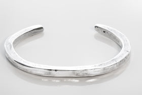 Chunky hammered sterling silver bangle