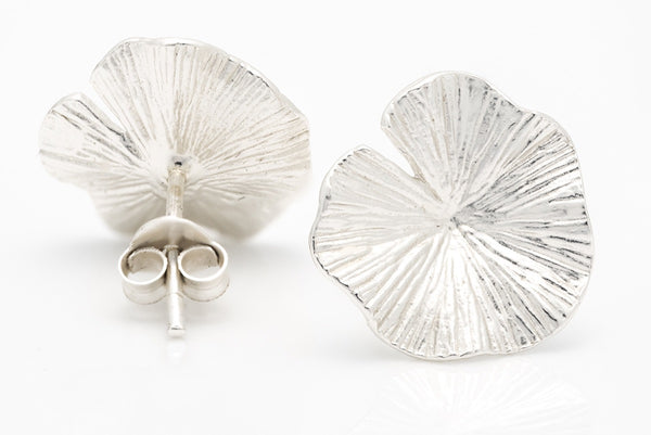 Lily pad silver stud earrings