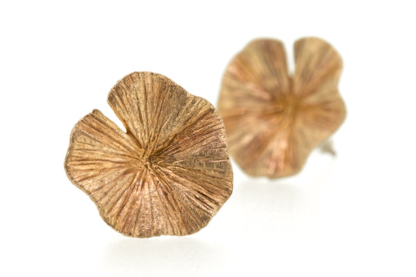 Lily pad rose gold stud earrings