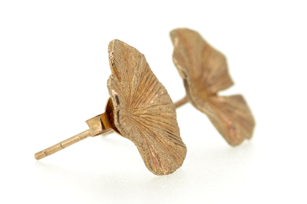 Lily pad rose gold stud earrings