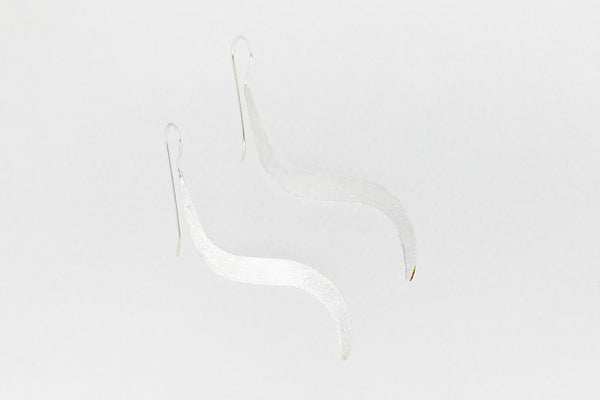 Curly-wurly matt sterling silver drop earrings
