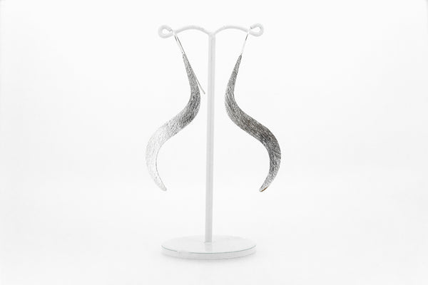 Curly-wurly matt sterling silver drop earrings