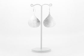 Slim pear design sterling silver drop earrings
