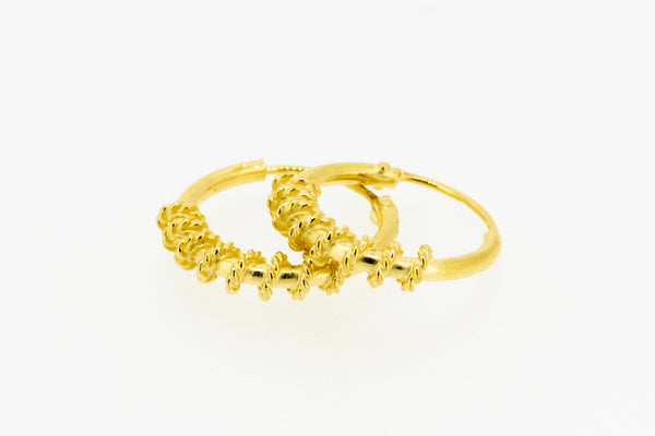 Gold hoop earrings ball-style