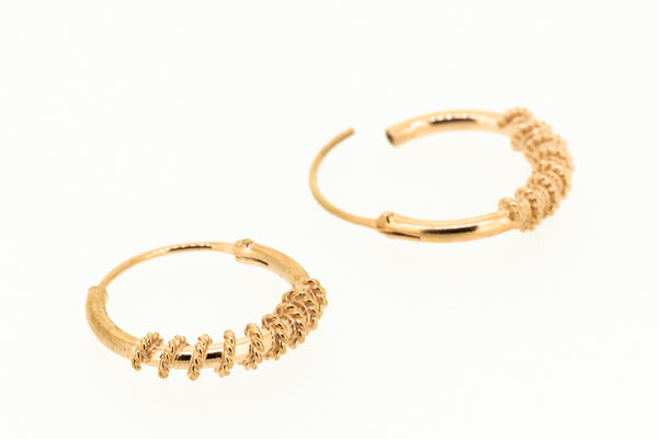 Gold hoop earrings ball style