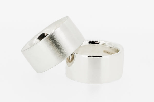 Flat court style ring, wide 12mm bands