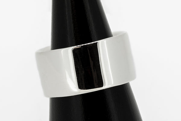 Flat court style ring, wide 12mm bands